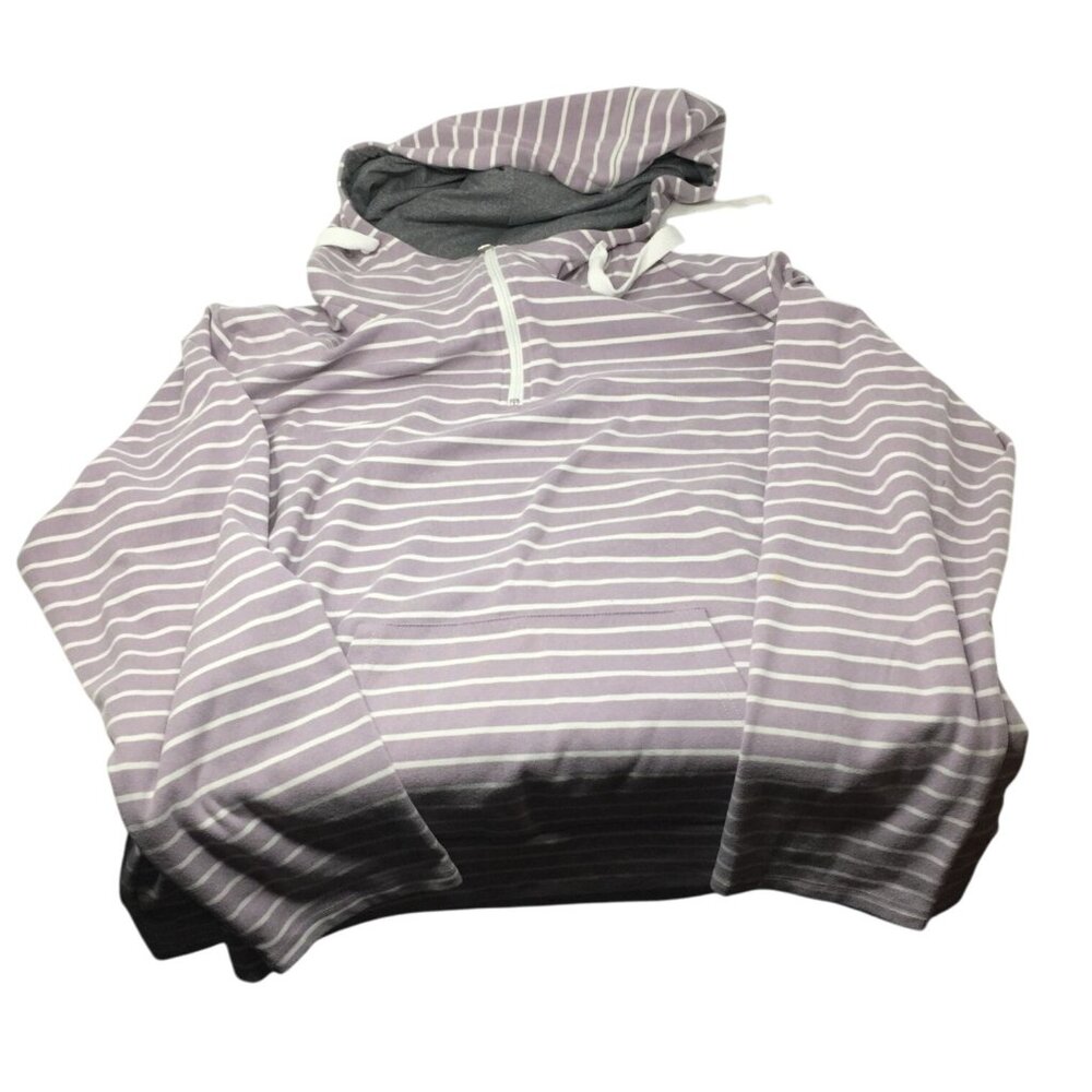 Ninexis Womens Purple and White Striped Hoodie Size 2X